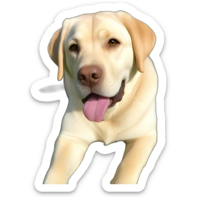 Light yellow English Labrador retriever big tongue chubby face happy chubby body laying down sticker