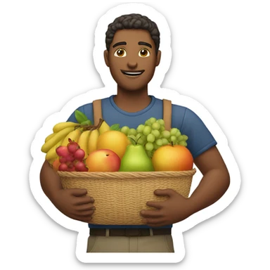 Man holding fruit basket sticker