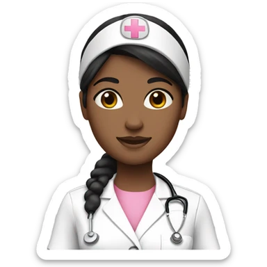  1 Nurse ,white woman, black hair ,pink scrubs  sticker