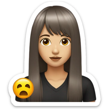 dark-brown-long-hair-fringe-girl-with-black -eyes Download emoji sticker