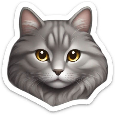 A fluffy gray cat curled up in the center of the bed The cat's eyes are closed and it is sleeping peacefully The cat's fur is soft and luxurious sticker