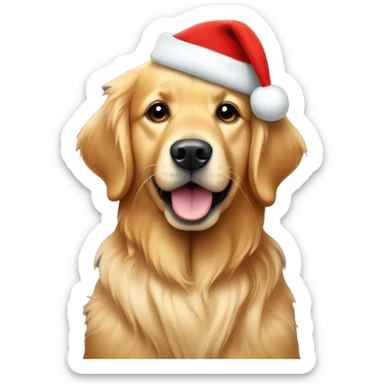 Golden retriever wearing a Christmas hat ￼ sticker