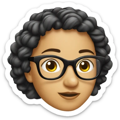 Donna capelli ricci neri con gli occhiali  sticker