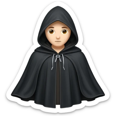 hooded cloak object icon, dark fabric cloak with deep hood, fantasy style, soft folds, 3D cartoon, mobile game icon style, centered, clean background, soft shadow, no text, no watermark
 
 sticker