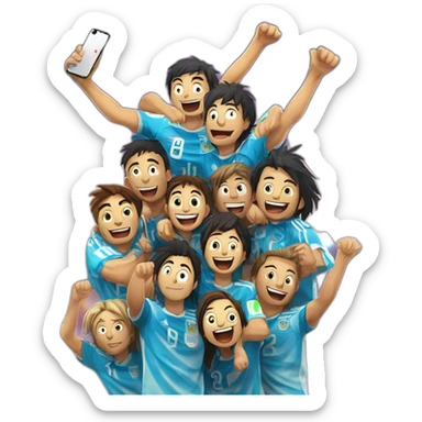 argentinian selection won the qatar 2022 soccer mundial championship, argentinians gather in the Buenos Aires obelisk to celebrate anime style sticker