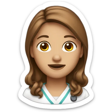 Nurse brown long hair sticker