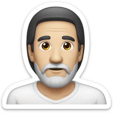 older man with black hair and black beard, with a white hat and only one eye sticker