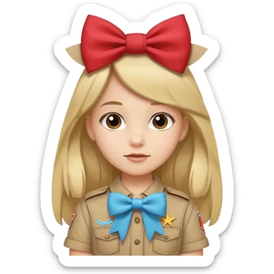 scout girl with hairbowbow on straight hair sticker