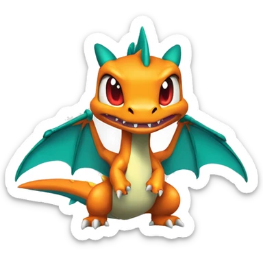 Colorful Edgy Cool Chibi-Charizard-Greymon-Flygon-Velociraptor-Pokémon sticker