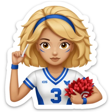 A cheerleader with a uniform with letter that say TRIPLE THREAT sticker