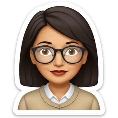Older Hispanic woman with dark hair wearing glasses 
 sticker