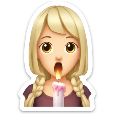 anime girl with melted candle wax spiling out from her mouth sticker