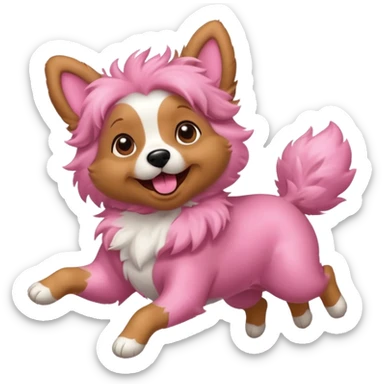 pink girly dog jumping in the air sticker