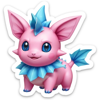 Shiny colorful Vaporeon-Clefairy-Pokémon-hybrid-creature sticker