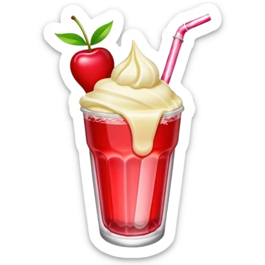  Neon cream soda with scoop of vanilla and cherry on top, straw sticking out  sticker