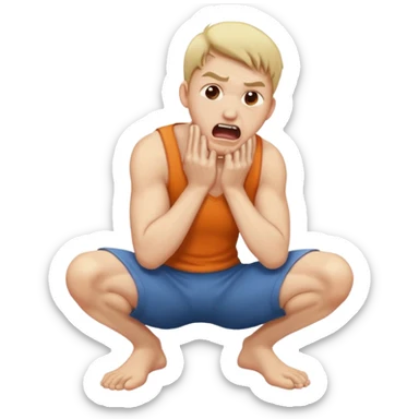 man on hands and knees yelling in agony  sticker