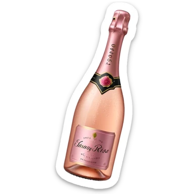 bottle of sparkling rose champagne tilted up and to the right, no glass sticker