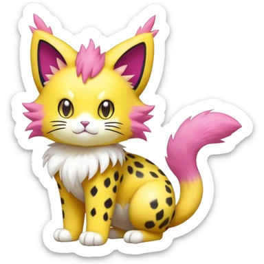 Colorful Liepard-Skitty-Delcatty-Pokémon-Fakémon-hybrid-creature (full body) sticker