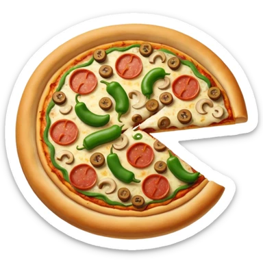pizza with mushroom, green pepper, sausage sticker