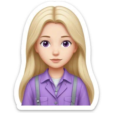 lilac girl with long hair worker sticker