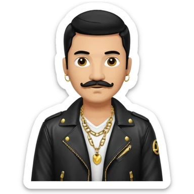 long black haired man with mustache with night club outfits sticker