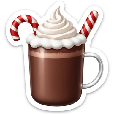 Hot chocolate with marshmallows and bits of candy cane sticker