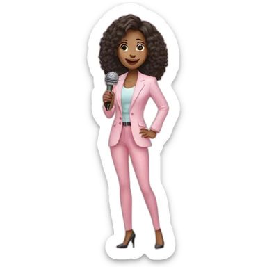 Pretty Woman wearing a Baby Pink Blazer , Holding A microphone  sticker