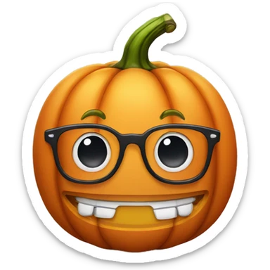 Pumpkin wearing a glasses with braces (girl) sticker