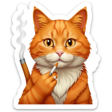 Orange cat with a cigarette  sticker