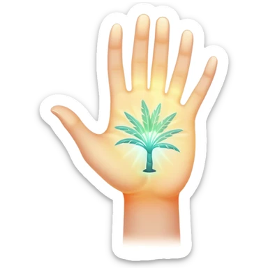 ethereal glowing hand with symbolic palm lines sticker