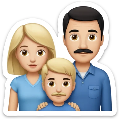 Family of 5. Mom, dad, 2 boys, one girl. Kids have blonde hair. Mom has light brown hair. Dad has black hair with mustache. sticker