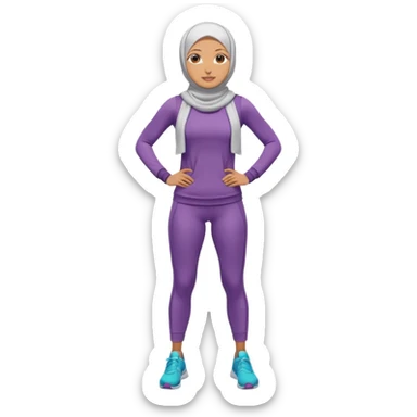 High resolution full body of a girl wearing a hijab and is a fitness trainer sticker