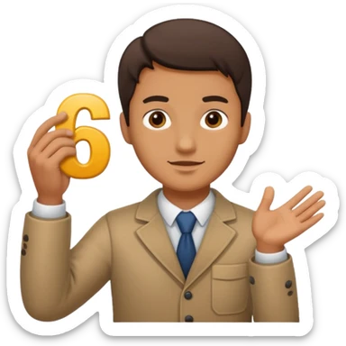 A Man holding the number 6 in one hand, and the number 7 in the other Hand.  sticker