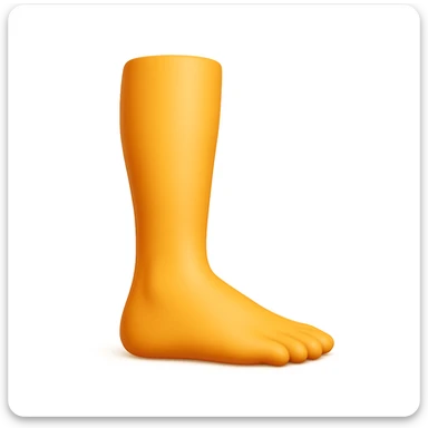 Create a single leg emoji that looks exactly like one of the legs in the reference image, in iOS emoji style. The emoji should have 3D appearance, shiny surface, smooth gradients, soft shadows, and a realistic leg and foot with the classic emoji look. Add a soft shadow under the foot. sticker