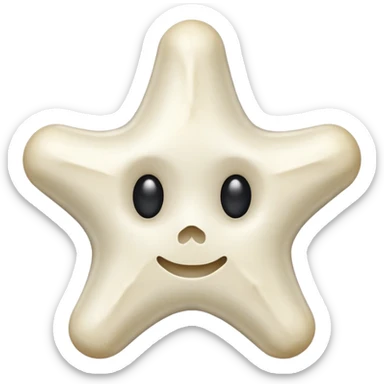 starshape made of bone. no face . no outer ridge. no eyes. no. nose. no mouth. just a star sticker