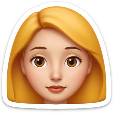 Ultra high quality 3D emoji style female avatar, Apple emoji inspired, smooth realistic 3D render.
Young woman with symmetrical cute face, soft rounded cheeks, small nose, glossy lips, big expressive brown eyes with subtle shine. sticker