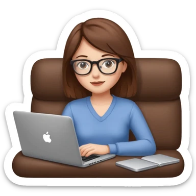 A girl is working with a laptop while lying on the sofa sticker
