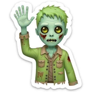 Cute funny zombie waves Hello sticker