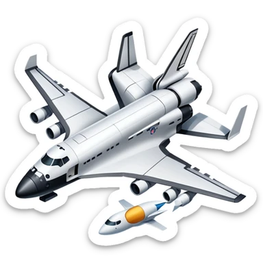 An icon featuring a collage of a space shuttle, a drone, and an airplane, symbolizing aerospace technology. The design includes rocket engines, wings, and flight paths, representing advancements in aviation and space exploration. Transparent background highlights cutting-edge aerospace engineering. sticker