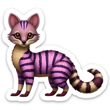 Purple red striped spotted dotted flecked exotic patterned tribal Numbat-Marsupial-Feline-Lykoi-Civet-Genet-Caracal-Cheetah-fusion (full body) sticker