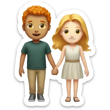 Ginger boy and blonde girl holding hands sticker