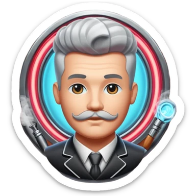 pay attention only to the image. ignore the text. for the logo/image create a mixture of classic 50s/60s barber feel that youd get from a barber bar. But then add that modern, hyperreastic, futuristic, neon, smoke, bricks, and more to create an epic logo that men in their 30s will really connect to sticker