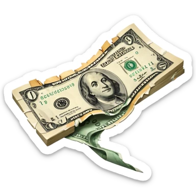 Money with a bite taken out sticker