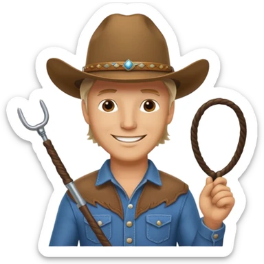 Give this emoji 🤠 a whip make it a white guy  sticker