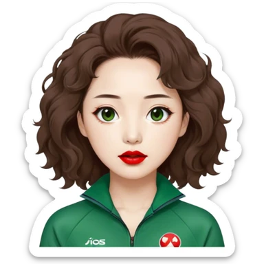 Han Mi-nyeo : Age: Late 40s
Appearance: A middle-aged woman with frizzy, messy brown hair and dramatic red lipstick.
Outfit: Green player tracksuit sticker