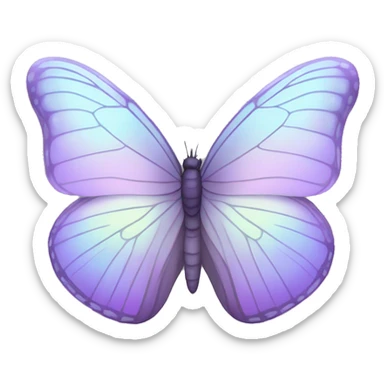 Pastel-colored soft-colored whitish iridescent purple butterfly sticker