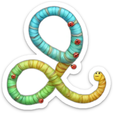 worm and DNA wrapped around eachother sticker