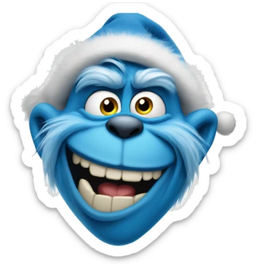 Blue grinch smirking  sticker