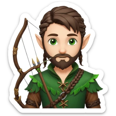 Forest elf with braided beard and bow sticker