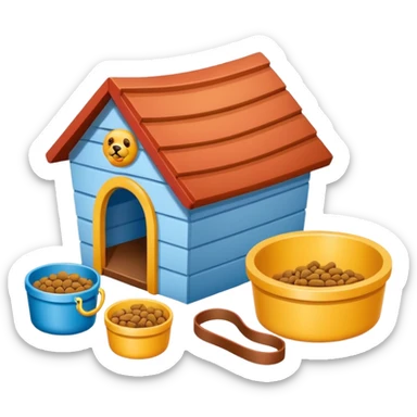 Goals:
1) Isometric style
2) Emoji style
3) Physically realistic
4) Avoid anything that could be considered offensive, even 2%

---
Now generate an image to represent a list to buy items for a new dog. sticker